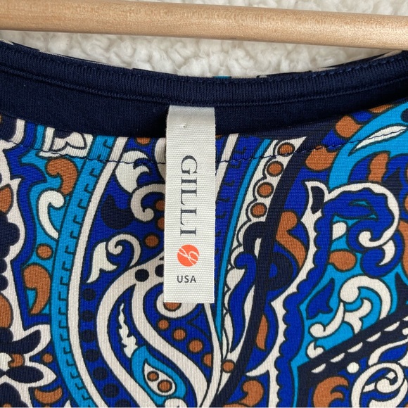 Gilli quarter length sleeves blue paisley print shift dress - Picture 10 of 15